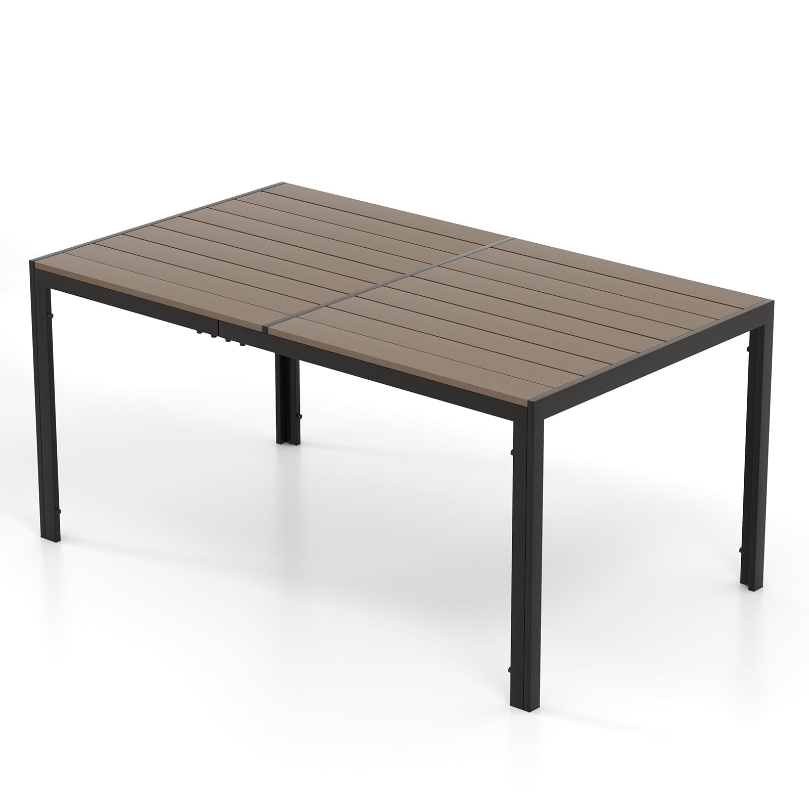 Table à manger d'extérieur rectangulaire Tangkula, grande table de jardin 150 x 89 cm avec pieds en métal